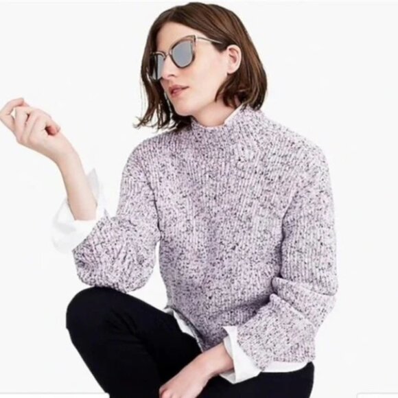 J. Crew Sweaters - J. Crew Collection Cotton Marled Mock Neck Sweater Purple Multi Size Small